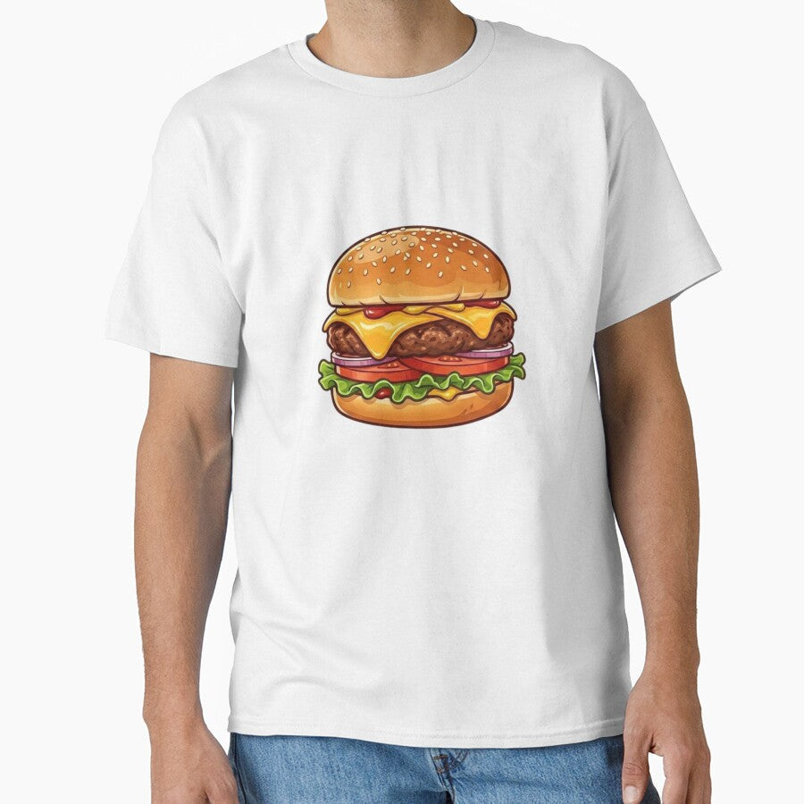 Cute Cartoon Cheeseburger Fast Food Art by SnarkyLab Unisex T-shirt, Sweatshirt, Hoodie, Long Sleeve Tee - T-Shirt, Sweatshirt, Hoodie