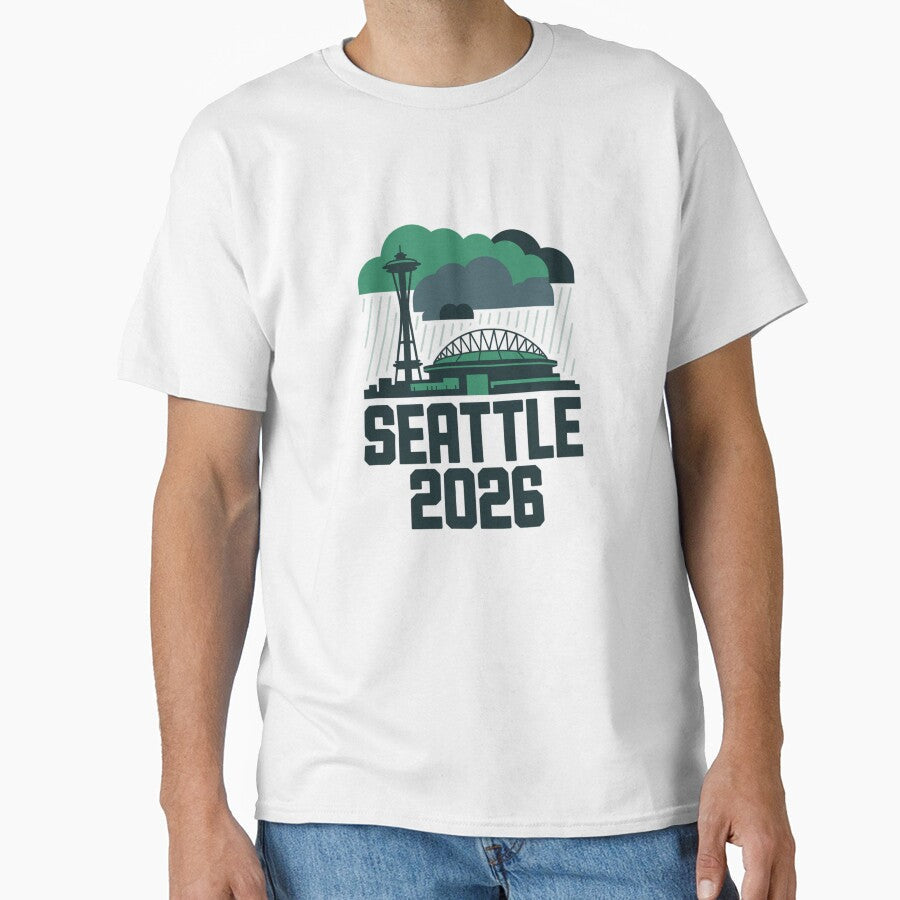 Seattle 2026  Space Needle Stadium Skyline T-Shirt V12 by DarylWelsh2024 Unisex T-shirt, Sweatshirt, Hoodie, Long Sleeve Tee - T-Shirt, Sweatshirt, Hoodie