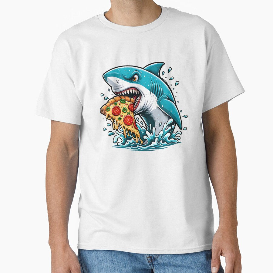 Shark Eating Pizza, Funny Pizza Lover by Logiamerch Unisex T-shirt, Sweatshirt, Hoodie, Long Sleeve Tee - T-Shirt, Sweatshirt, Hoodie