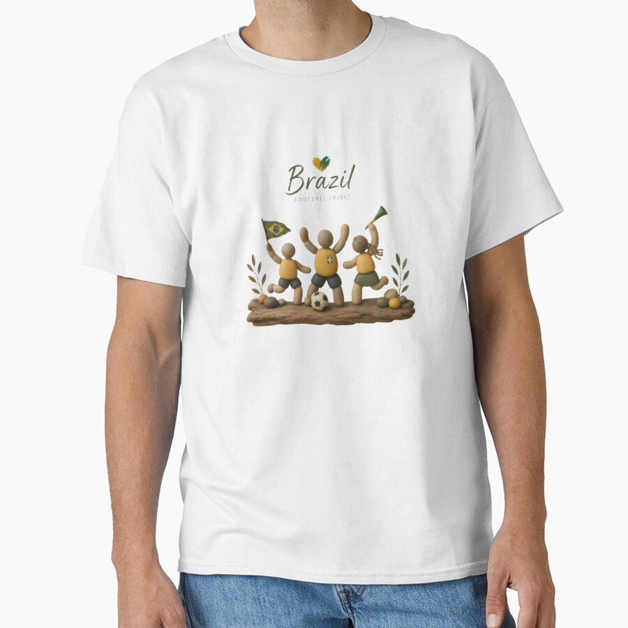 Brazil Football Spirit Pebble Art Shirt | Brazil Soccer Fan Gift | Brazilian Football Passion Tee | World Cup Inspired Sports Design by PebbleMood - T-Shirt, Sweatshirt, Hoodie