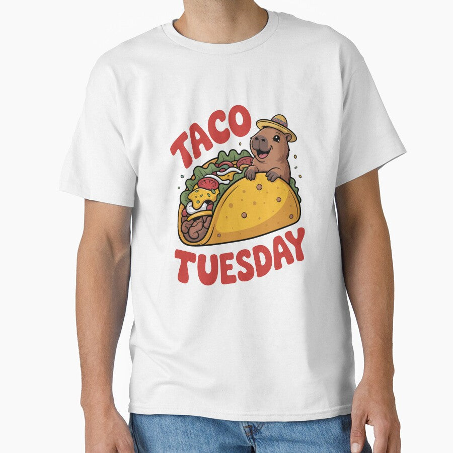 Capybara Taco Tuesday Funny Food Design by MonkiFlipp Unisex T-shirt, Sweatshirt, Hoodie, Long Sleeve Tee - T-Shirt, Sweatshirt, Hoodie