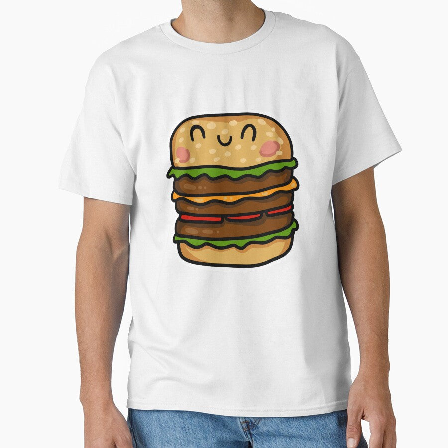 Triple cheese burger cute kawaii fast food - stickers and clothing by sianelliot Unisex T-shirt, Sweatshirt, Hoodie, Long Sleeve Tee - T-Shirt, Sweatshirt, Hoodie