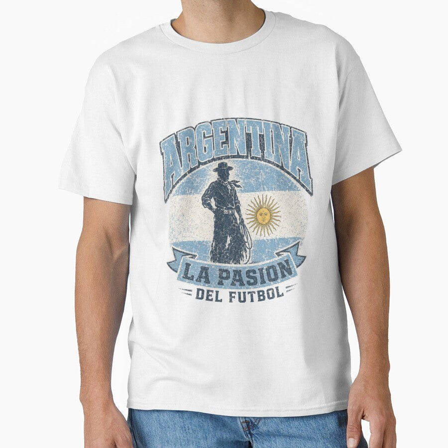 Argentina La Pasion Del Futbol | Vintage Soccer Fan Design by ArthUpscale Unisex T-shirt, Sweatshirt, Hoodie, Long Sleeve Tee - T-Shirt, Sweatshirt, Hoodie