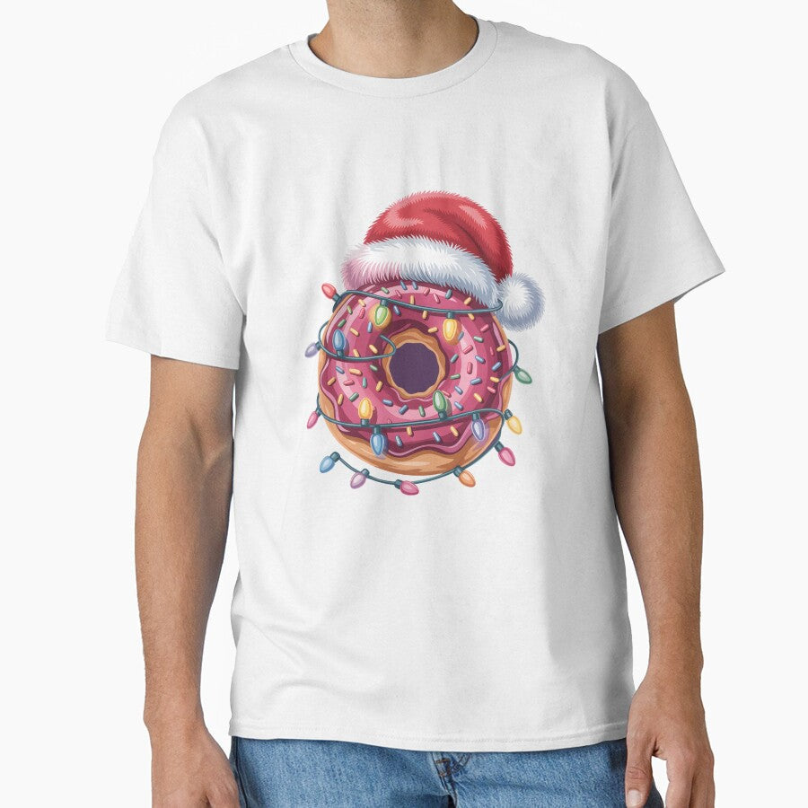 Donut Lover Christmas Lights Santa Hat Xmas Kids Women Men by clothesy7 Unisex T-shirt, Sweatshirt, Hoodie, Long Sleeve Tee - T-Shirt, Sweatshirt, Hoodie