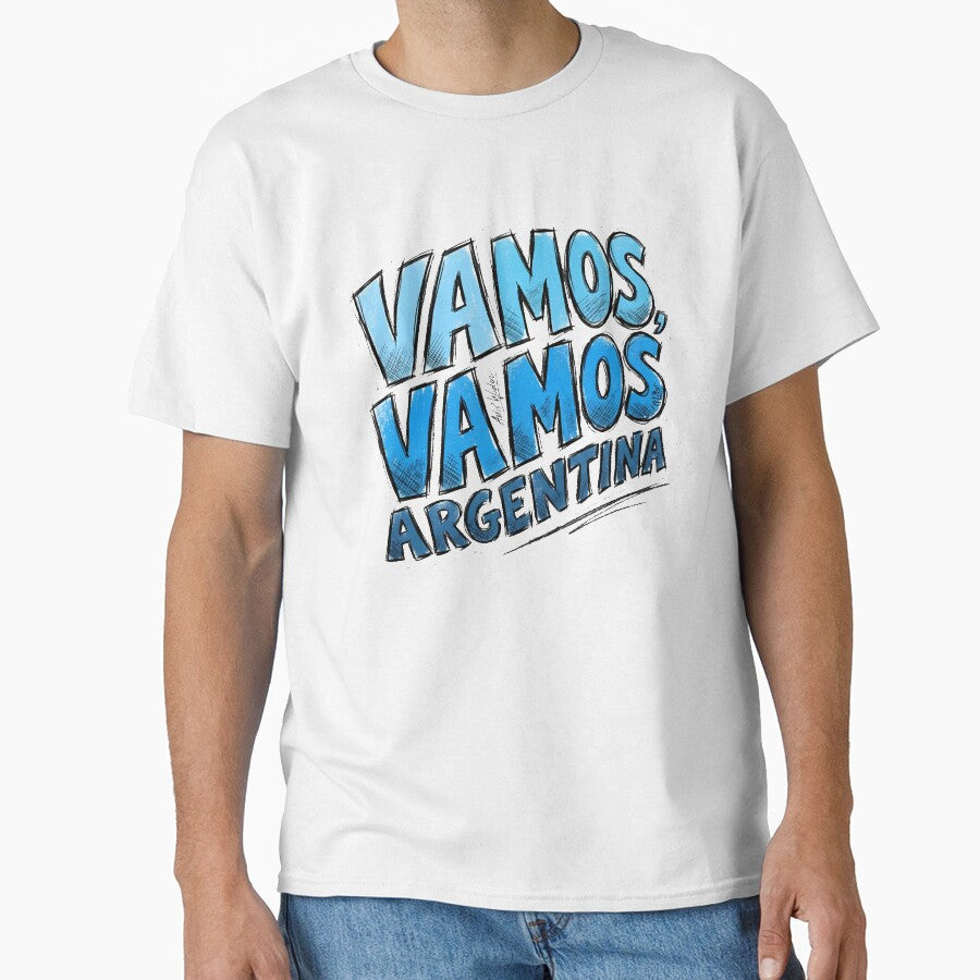 Vamos Vamos Argentina Football Chant Hand-Drawn Typography by Ayiyi Shop Unisex T-shirt, Sweatshirt, Hoodie, Long Sleeve Tee - T-Shirt, Sweatshirt, Hoodie
