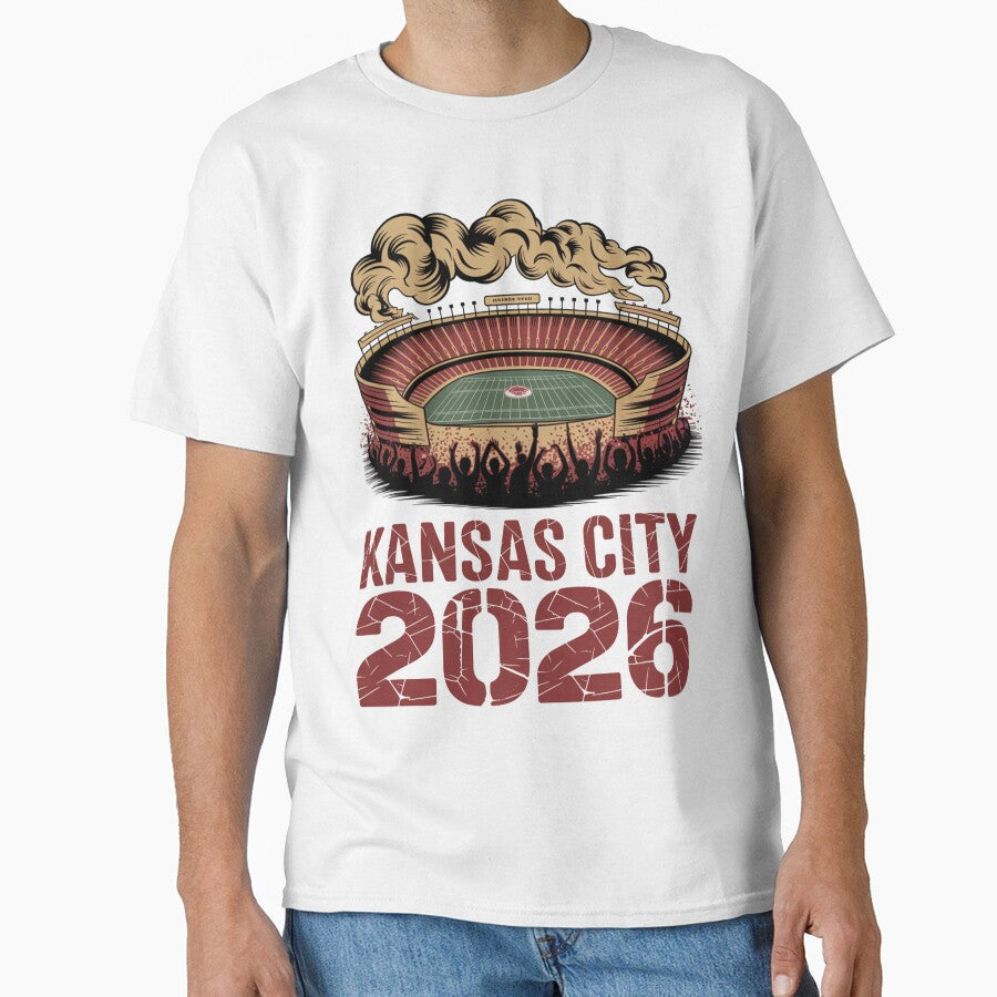 Kansas City 2026 Arrowhead Stadium Football T-Shirt V10 by DarylWelsh2024 Unisex T-shirt, Sweatshirt, Hoodie, Long Sleeve Tee - T-Shirt, Sweatshirt, Hoodie