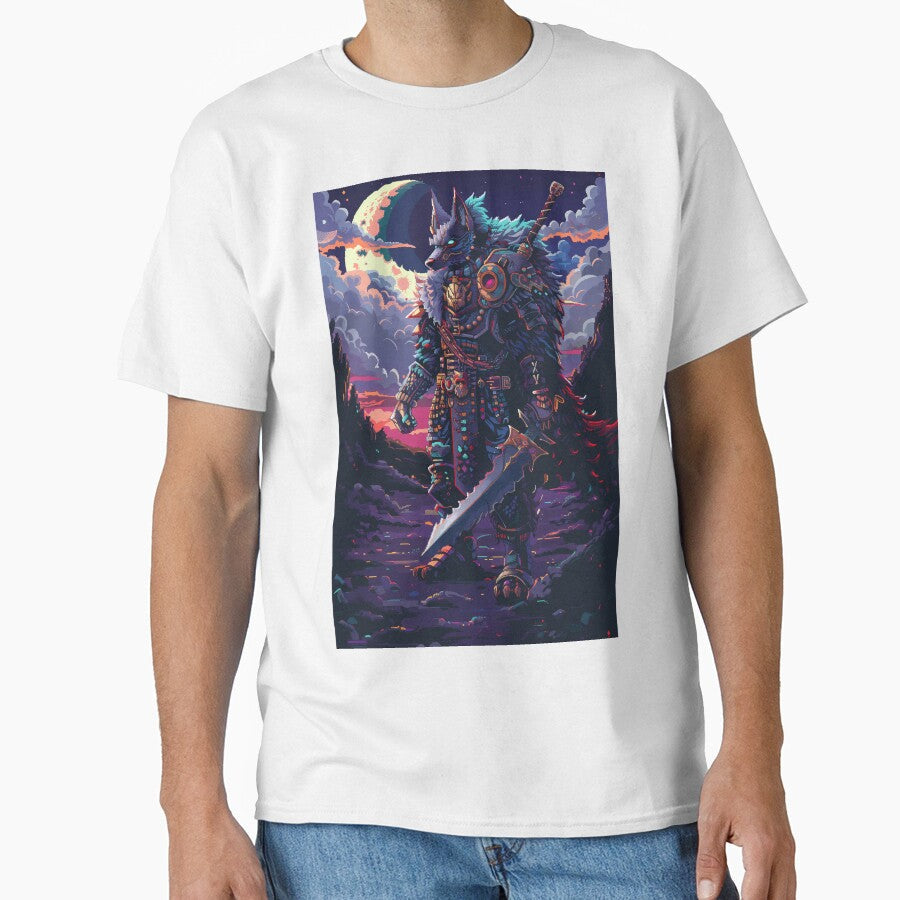 Wolf Knight Pixel Art by Kaos-Bit Unisex T-shirt, Sweatshirt, Hoodie, Long Sleeve Tee - T-Shirt, Sweatshirt, Hoodie