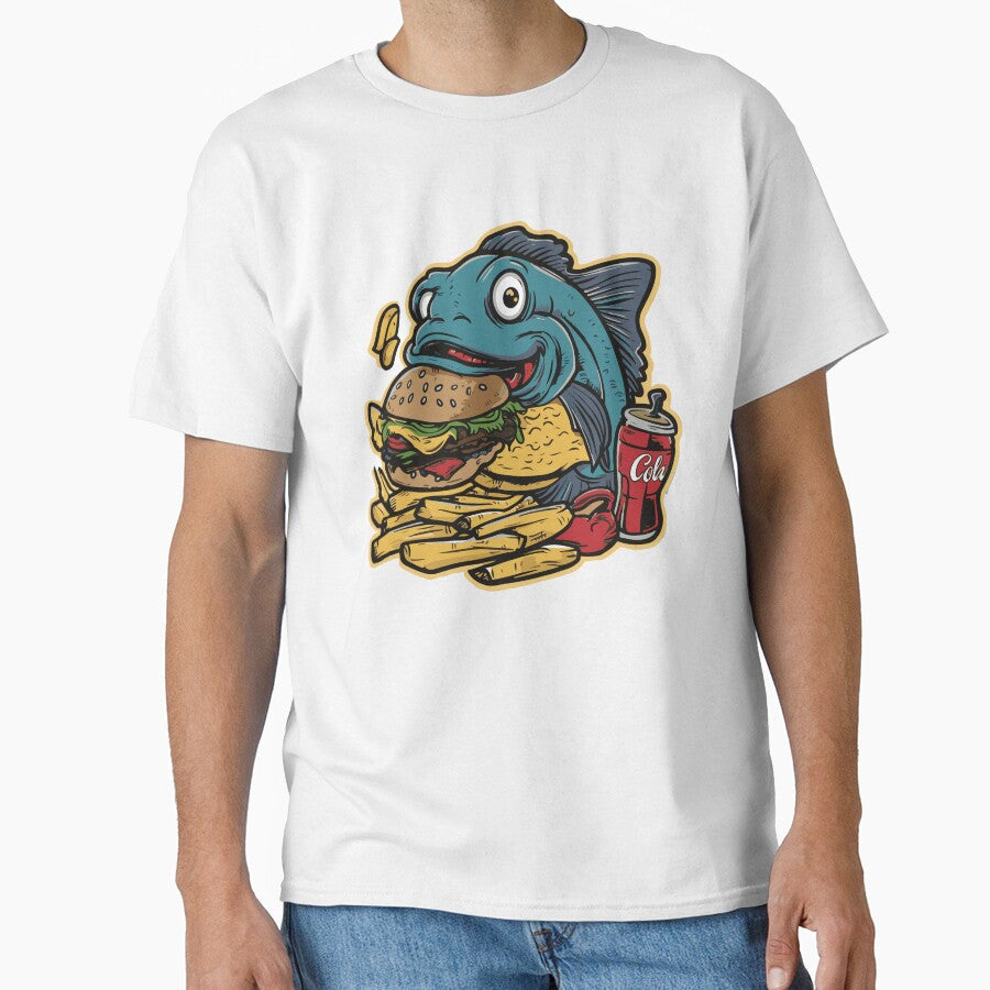 Fish on a Fast Food Diet by MegaKicia Unisex T-shirt, Sweatshirt, Hoodie, Long Sleeve Tee - T-Shirt, Sweatshirt, Hoodie