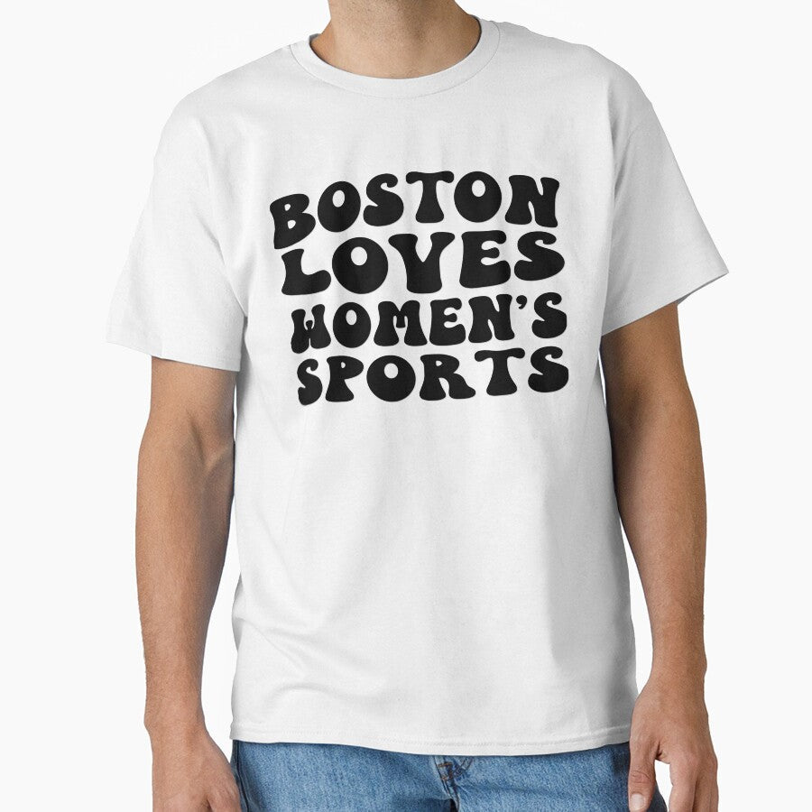 Boston Loves Women's Sports Groovy by coffeepolicy Unisex T-shirt, Sweatshirt, Hoodie, Long Sleeve Tee - T-Shirt, Sweatshirt, Hoodie
