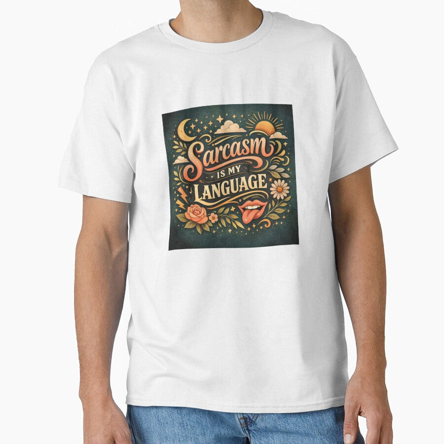 Sarcasm Is My Language  Aesthetic Typography Design by Sanika arts Unisex T-shirt, Sweatshirt, Hoodie, Long Sleeve Tee - T-Shirt, Sweatshirt, Hoodie
