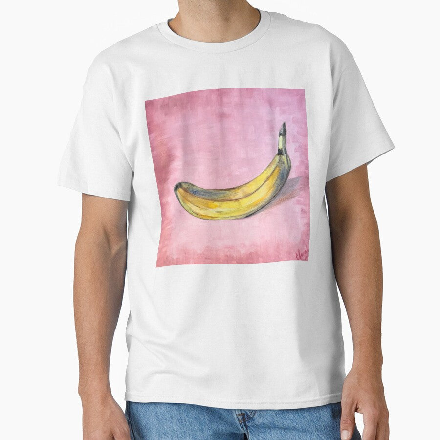 POP BANANA | Warhol Inspired Oil Painting | Pink Pop Art Wall Decor by BlueberrySwan Unisex T-shirt, Sweatshirt, Hoodie, Long Sleeve Tee - T-Shirt, Sweatshirt, Hoodie
