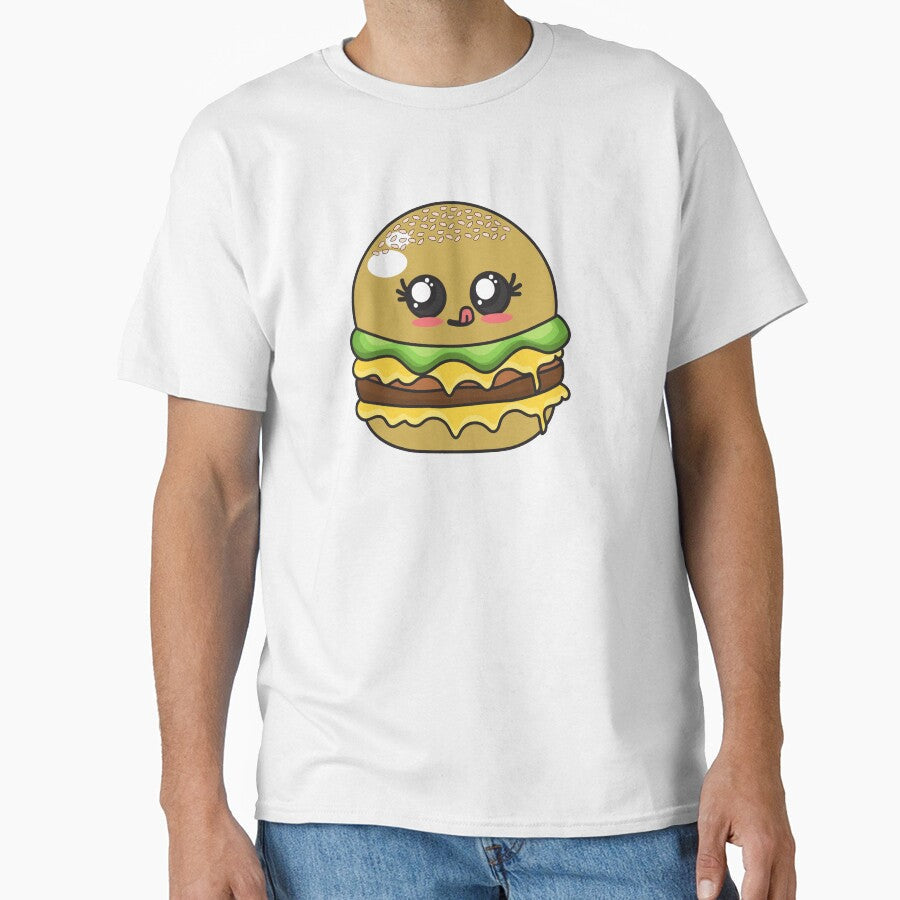 Cute Adorable Burger! - Kawaii Food Design by sweetpeanut Unisex T-shirt, Sweatshirt, Hoodie, Long Sleeve Tee - T-Shirt, Sweatshirt, Hoodie