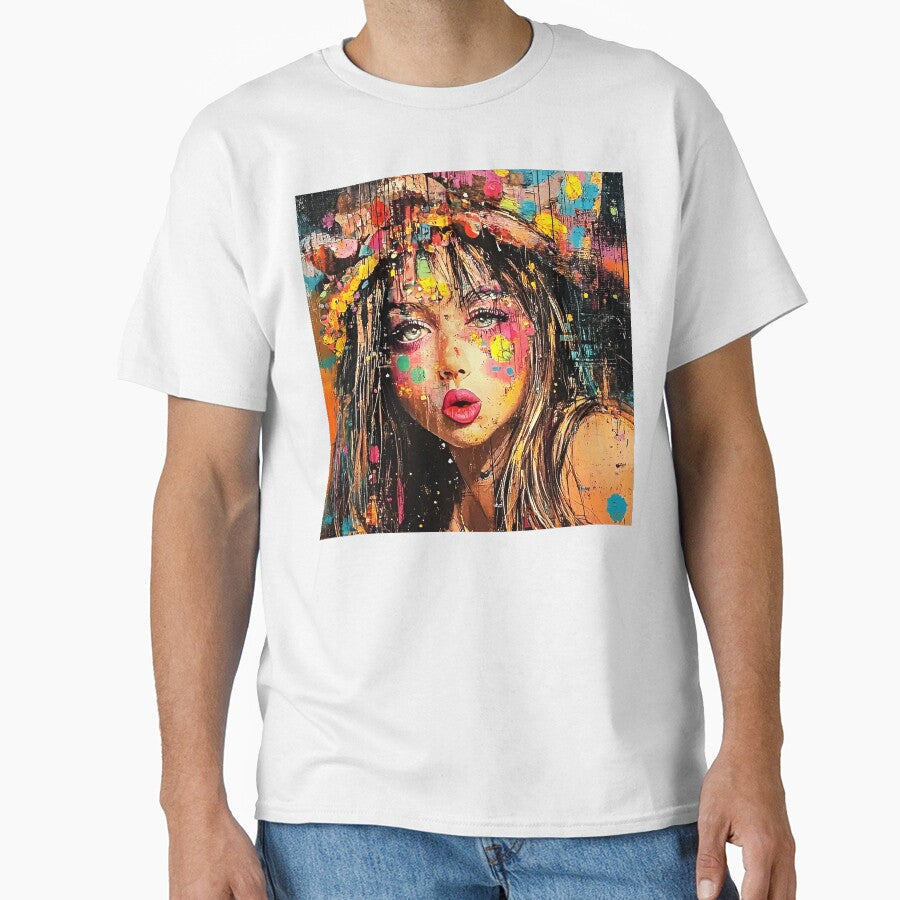 Whimsy Pop Art Female Collage-Style Vibrant Art by DEC02 Unisex T-shirt, Sweatshirt, Hoodie, Long Sleeve Tee - T-Shirt, Sweatshirt, Hoodie
