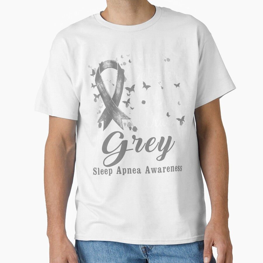 In October We Wear Grey Ribbon Sleep Apnea Awareness by largellie Unisex T-shirt, Sweatshirt, Hoodie, Long Sleeve Tee - T-Shirt, Sweatshirt, Hoodie