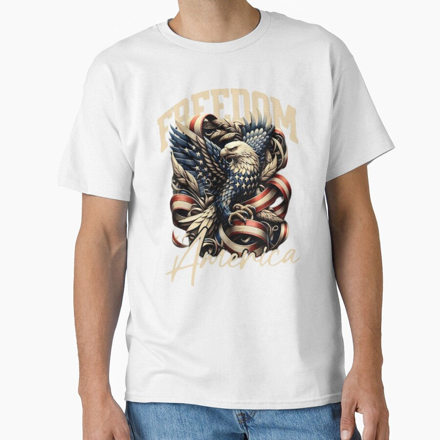 Freedom Eagle America by UZRWRLD Unisex T-shirt, Sweatshirt, Hoodie, Long Sleeve Tee - T-Shirt, Sweatshirt, Hoodie