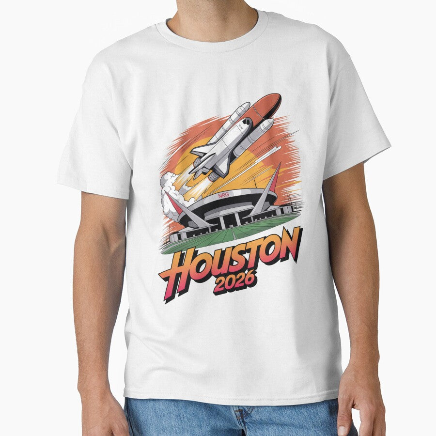 Houston 2026 Space Shuttle Football T-Shirt V16 by DarylWelsh2024 Unisex T-shirt, Sweatshirt, Hoodie, Long Sleeve Tee - T-Shirt, Sweatshirt, Hoodie