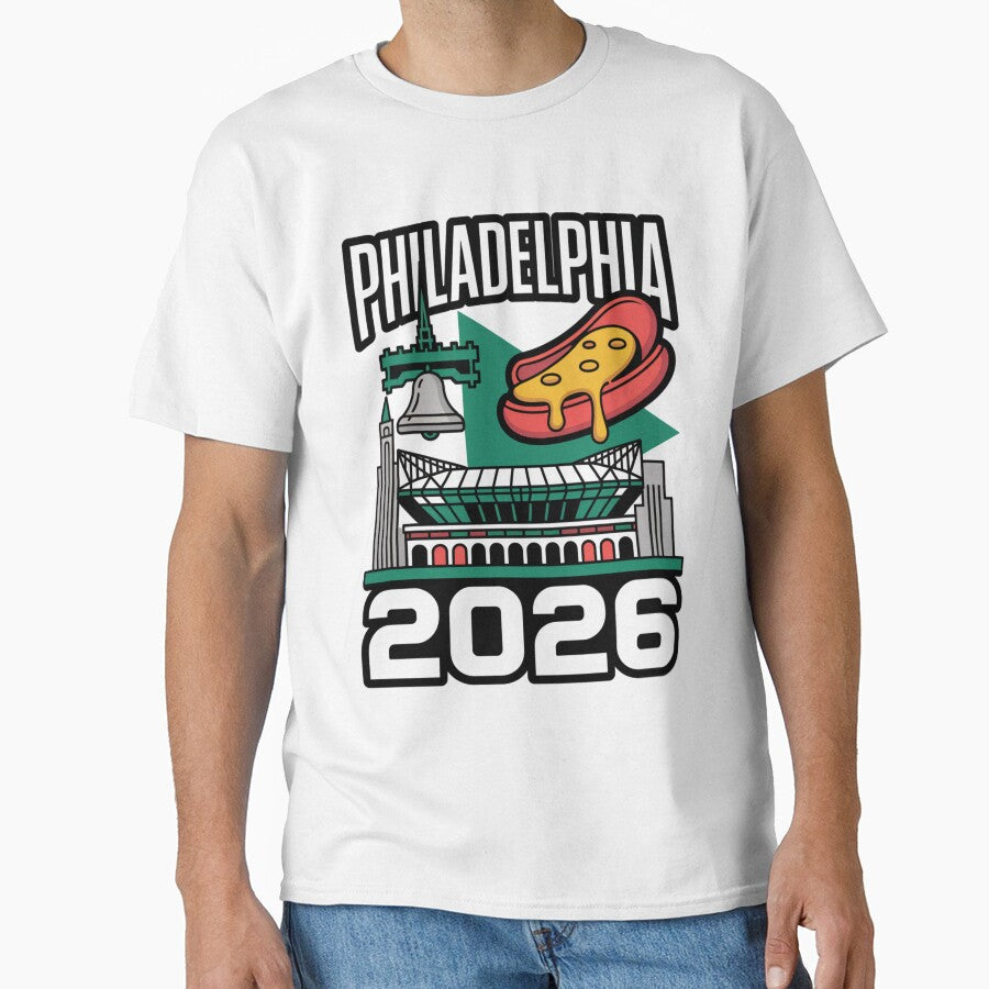 Philadelphia 2026 Liberty Bell Stadium Cheesesteak T-Shirt V23 by DarylWelsh2024 Unisex T-shirt, Sweatshirt, Hoodie, Long Sleeve Tee - T-Shirt, Sweatshirt, Hoodie