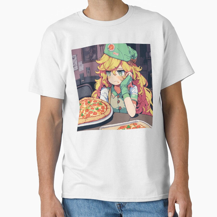 Kawaii Anime Pizza Girl  Cute Food Anime Design by madkiitten Unisex T-shirt, Sweatshirt, Hoodie, Long Sleeve Tee - T-Shirt, Sweatshirt, Hoodie