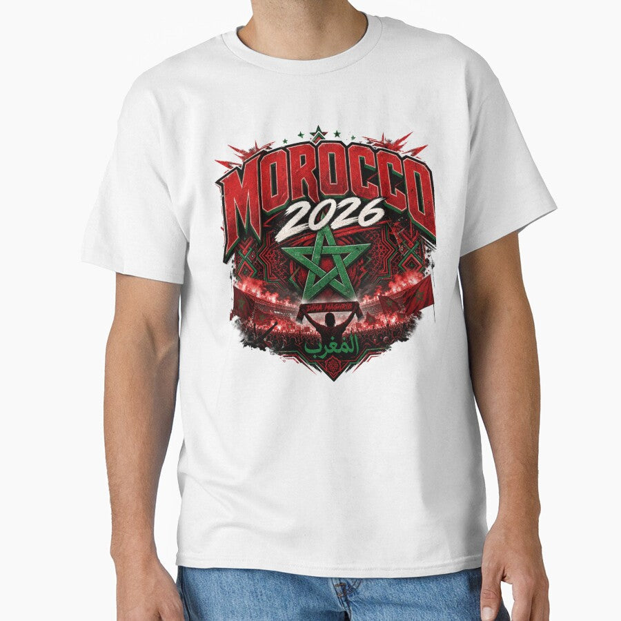 Morocco 2026 Football World Cup Glory | Atlas Lions Fan Supporter Shirt by rushaib Unisex T-shirt, Sweatshirt, Hoodie, Long Sleeve Tee - T-Shirt, Sweatshirt, Hoodie