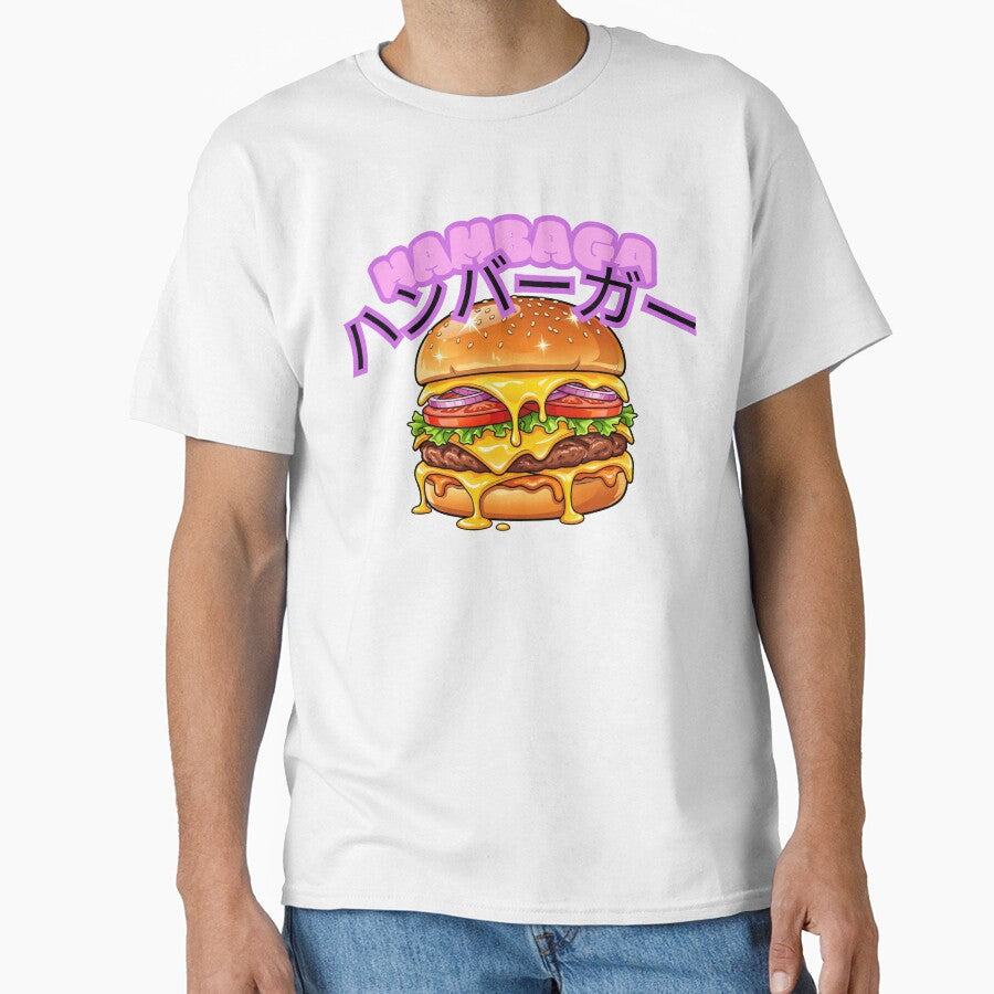 Hambaga Japanese Hamburger Burger Anime Food by Shirt-Otakus Unisex T-shirt, Sweatshirt, Hoodie, Long Sleeve Tee - T-Shirt, Sweatshirt, Hoodie