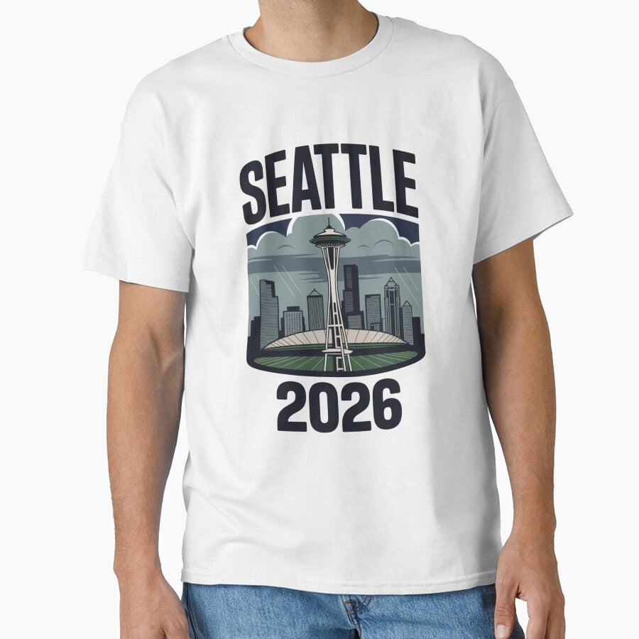 Seattle 2026  Space Needle Stadium Skyline T-Shirt V14 by DarylWelsh2024 Unisex T-shirt, Sweatshirt, Hoodie, Long Sleeve Tee - T-Shirt, Sweatshirt, Hoodie