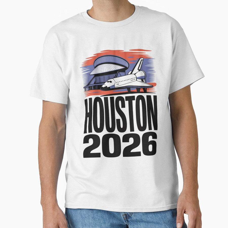 Houston 2026 Space Shuttle Football T-Shirt V20 by DarylWelsh2024 Unisex T-shirt, Sweatshirt, Hoodie, Long Sleeve Tee - T-Shirt, Sweatshirt, Hoodie