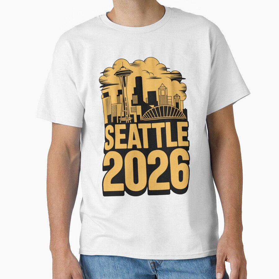 Seattle 2026  Space Needle Stadium Skyline T-Shirt V4 by DarylWelsh2024 Unisex T-shirt, Sweatshirt, Hoodie, Long Sleeve Tee - T-Shirt, Sweatshirt, Hoodie