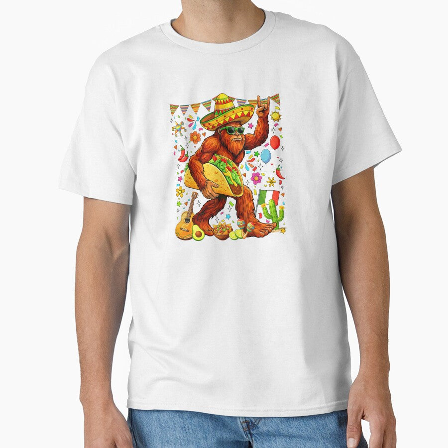 Funny Bigfoot Carrying Taco Cinco De Mayo by Le7yaStore Unisex T-shirt, Sweatshirt, Hoodie, Long Sleeve Tee - T-Shirt, Sweatshirt, Hoodie