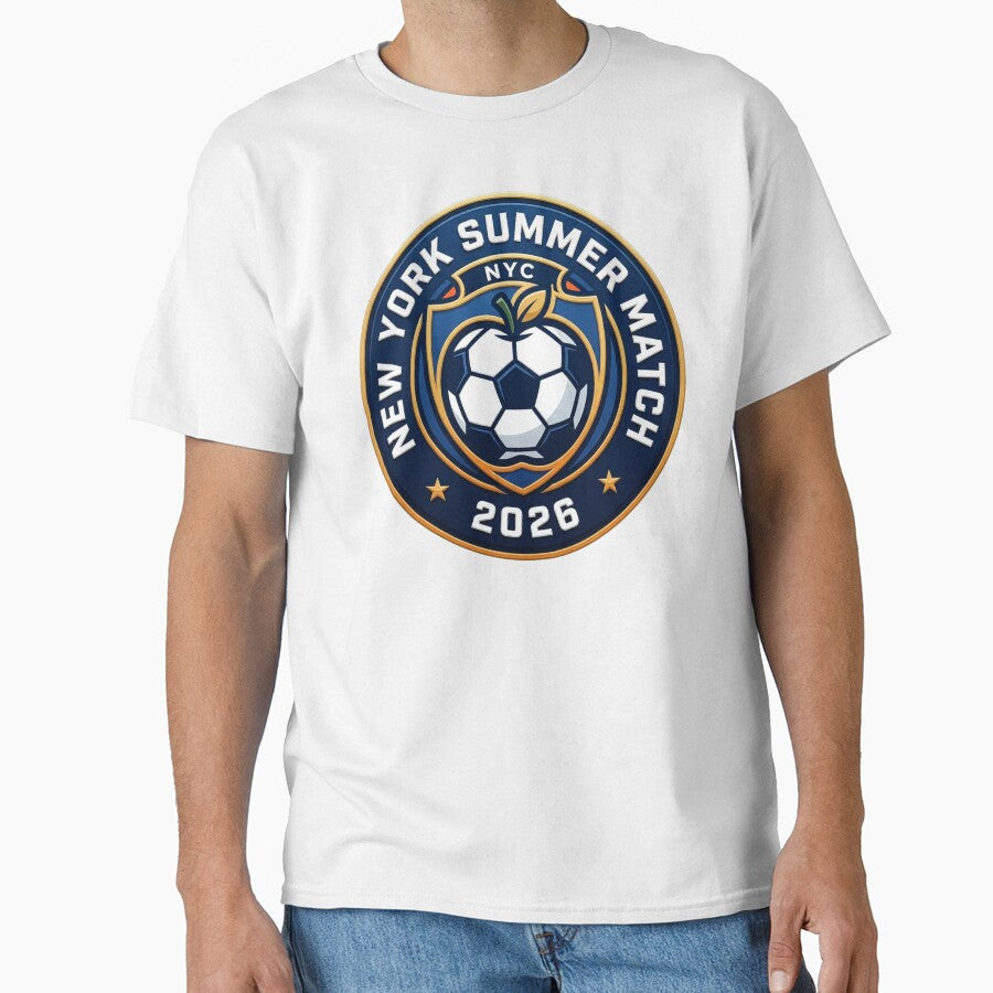 New York Summer Match 2026 Soccer Badge by laughingshirts Unisex T-shirt, Sweatshirt, Hoodie, Long Sleeve Tee - T-Shirt, Sweatshirt, Hoodie