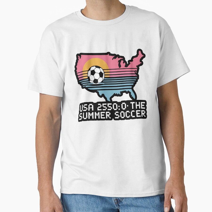 Retro Vaporwave USA Soccer 2026 Map Summer of Football by PixelWaveBD Unisex T-shirt, Sweatshirt, Hoodie, Long Sleeve Tee - T-Shirt, Sweatshirt, Hoodie