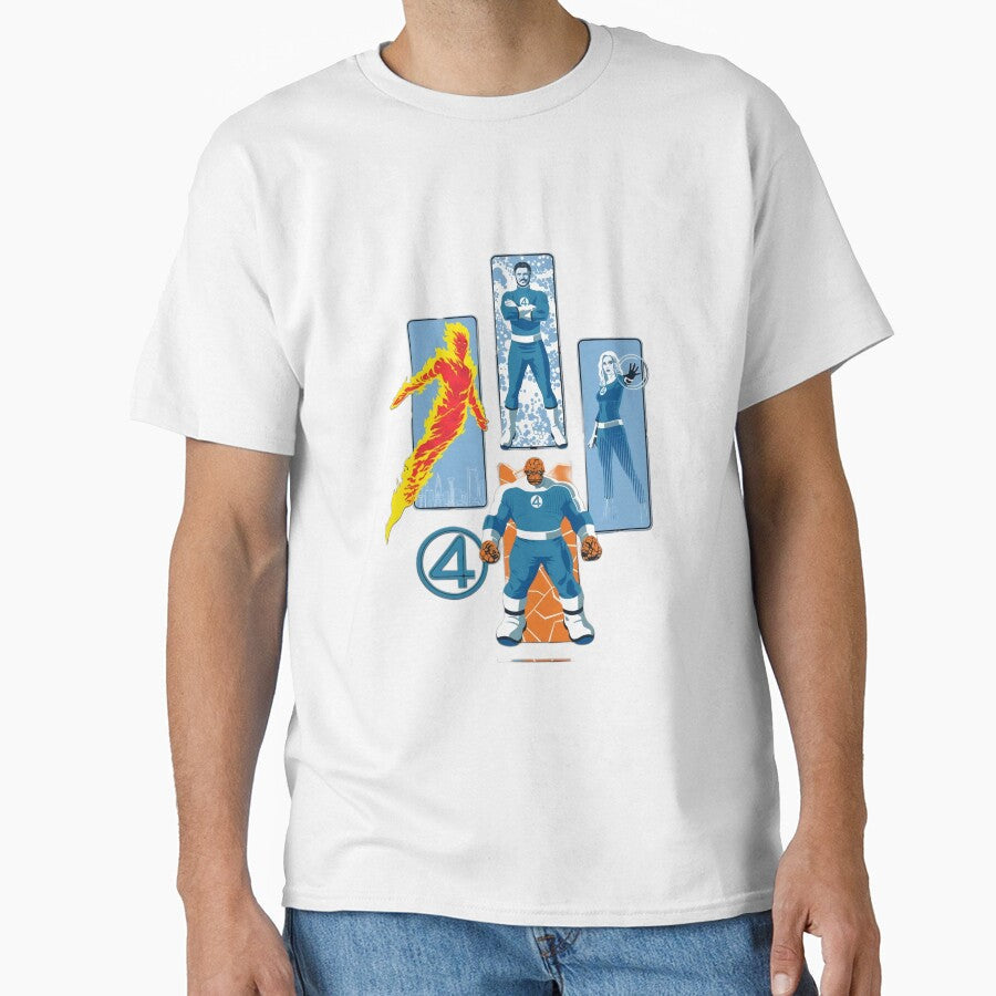 Fantastic Four  Full Team Retro Design by LoomisDreams Unisex T-shirt, Sweatshirt, Hoodie, Long Sleeve Tee - T-Shirt, Sweatshirt, Hoodie