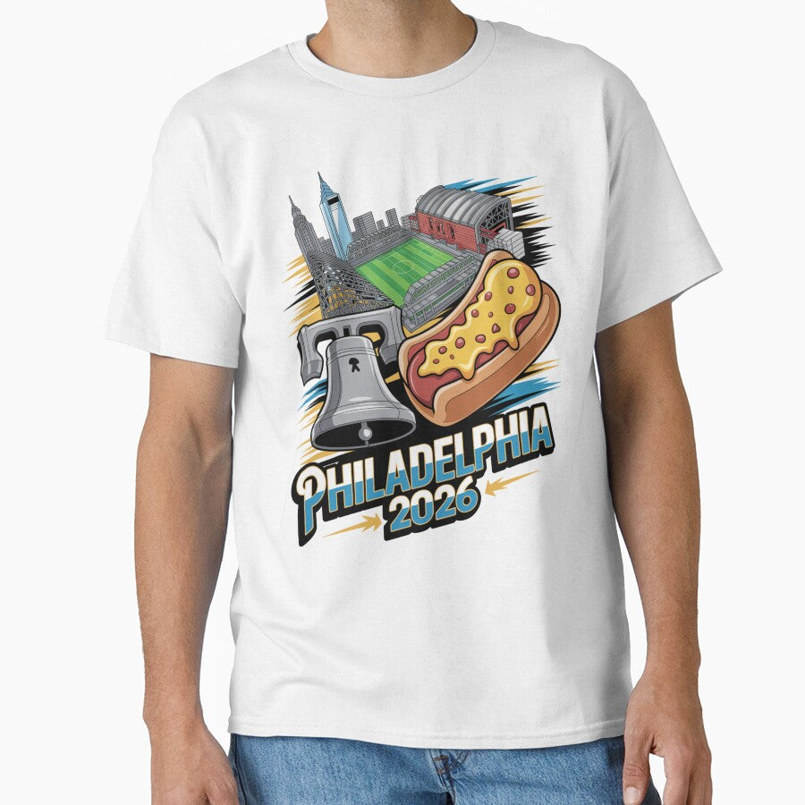 Philadelphia 2026 Liberty Bell Stadium Cheesesteak T-Shirt V8 by DarylWelsh2024 Unisex T-shirt, Sweatshirt, Hoodie, Long Sleeve Tee - T-Shirt, Sweatshirt, Hoodie