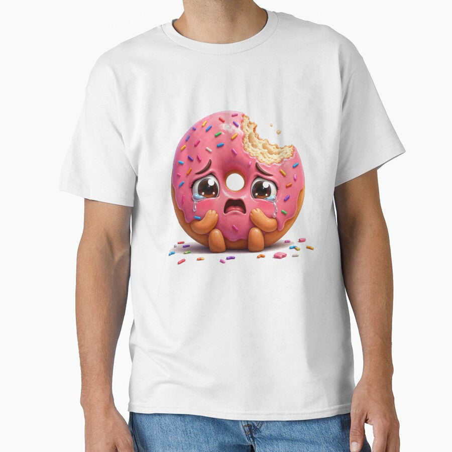 Sad Crying Pink Donut with Sprinkles by jgvisualarts Unisex T-shirt, Sweatshirt, Hoodie, Long Sleeve Tee - T-Shirt, Sweatshirt, Hoodie
