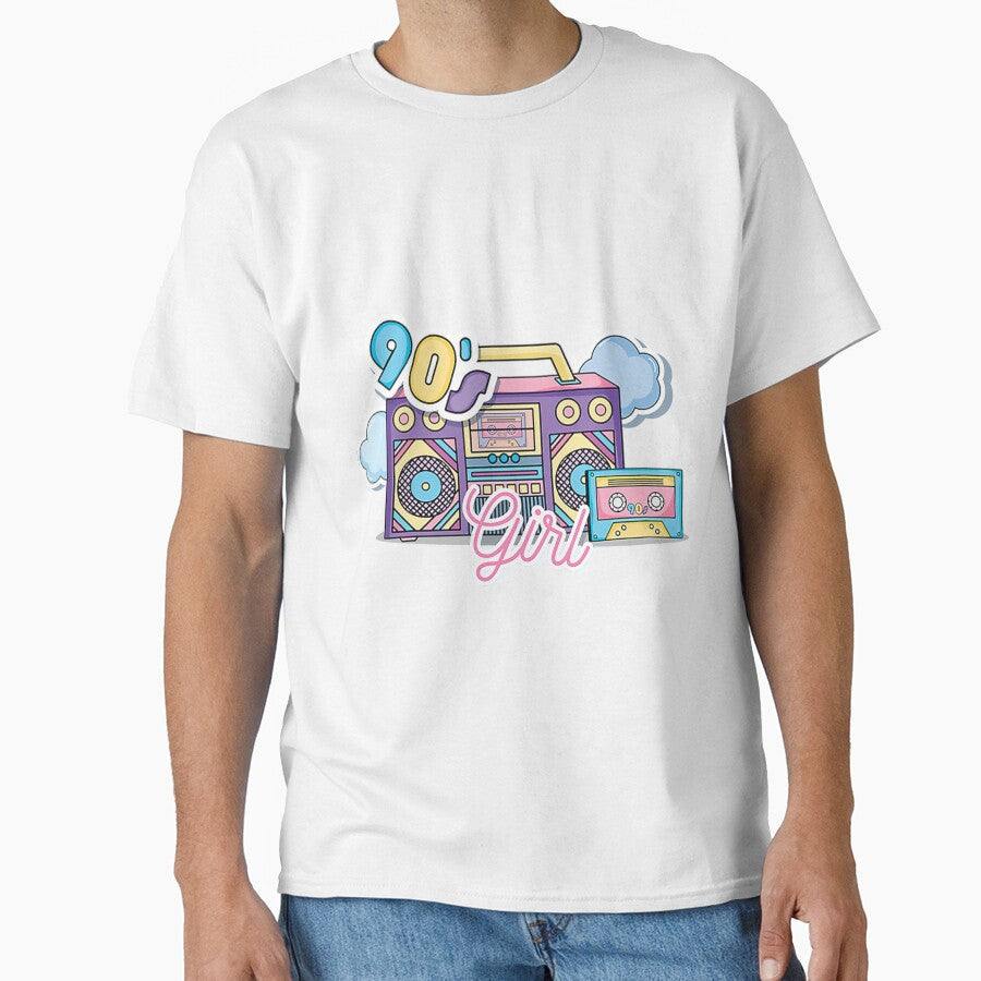 9  0'S Gi  Rl M Us  Ic 90 S R  Et Ro G  Irl Cos  Tu Me by discriminatio Unisex T-shirt, Sweatshirt, Hoodie, Long Sleeve Tee - T-Shirt, Sweatshirt, Hoodie