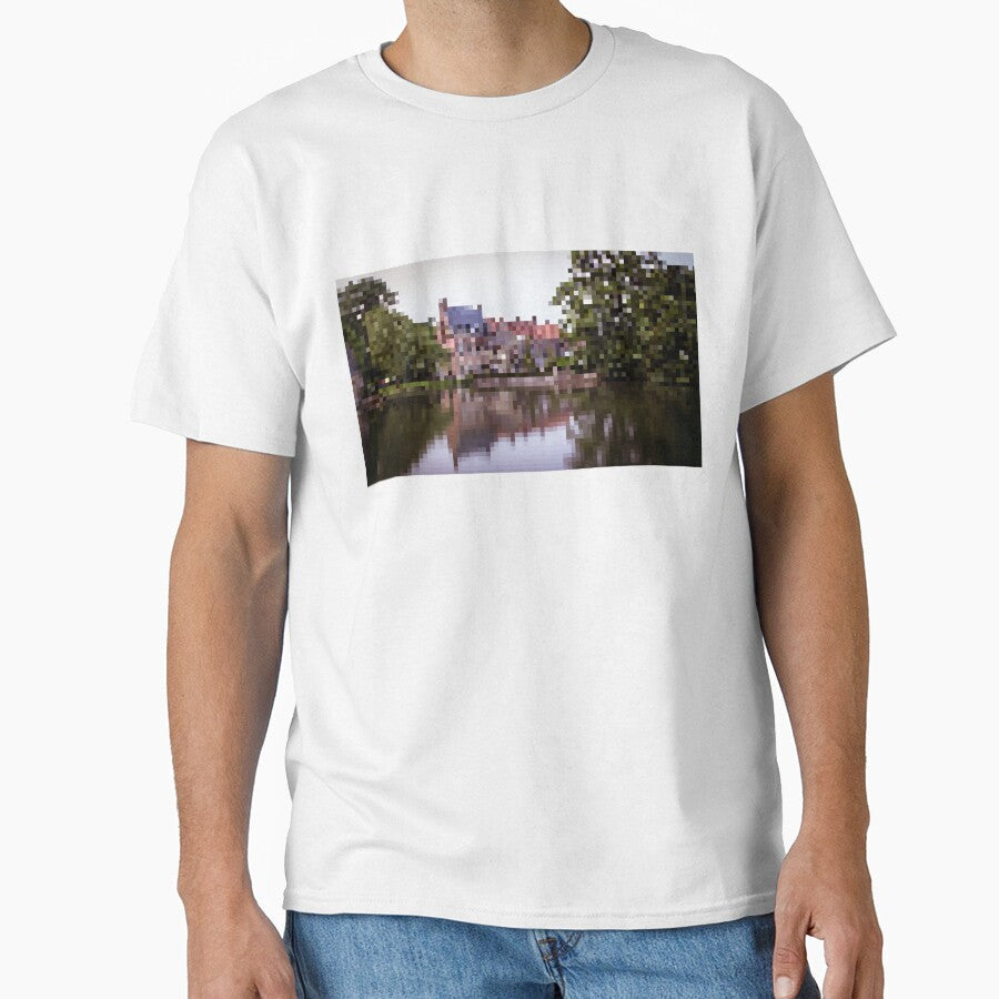 Pixelated Bruges Lake Scene by Potato Quality Prints Unisex T-shirt, Sweatshirt, Hoodie, Long Sleeve Tee - T-Shirt, Sweatshirt, Hoodie