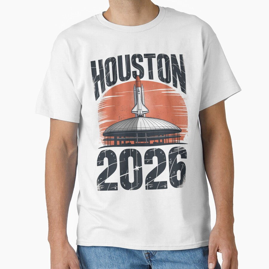 Houston 2026 Space Shuttle Football T-Shirt V8 by DarylWelsh2024 Unisex T-shirt, Sweatshirt, Hoodie, Long Sleeve Tee - T-Shirt, Sweatshirt, Hoodie