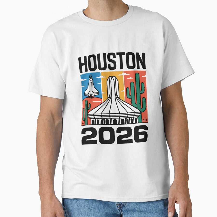 Houston 2026 Space Shuttle Football T-Shirt V23 by DarylWelsh2024 Unisex T-shirt, Sweatshirt, Hoodie, Long Sleeve Tee - T-Shirt, Sweatshirt, Hoodie