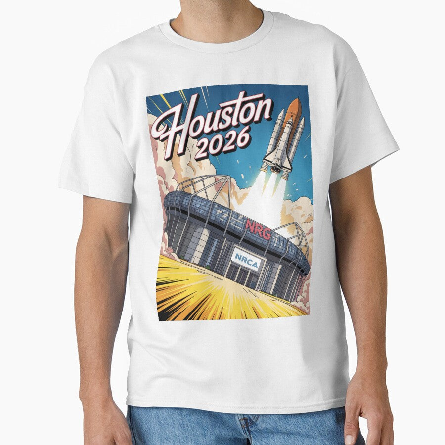 Houston 2026 Space Shuttle Football T-Shirt V17 by DarylWelsh2024 Unisex T-shirt, Sweatshirt, Hoodie, Long Sleeve Tee - T-Shirt, Sweatshirt, Hoodie