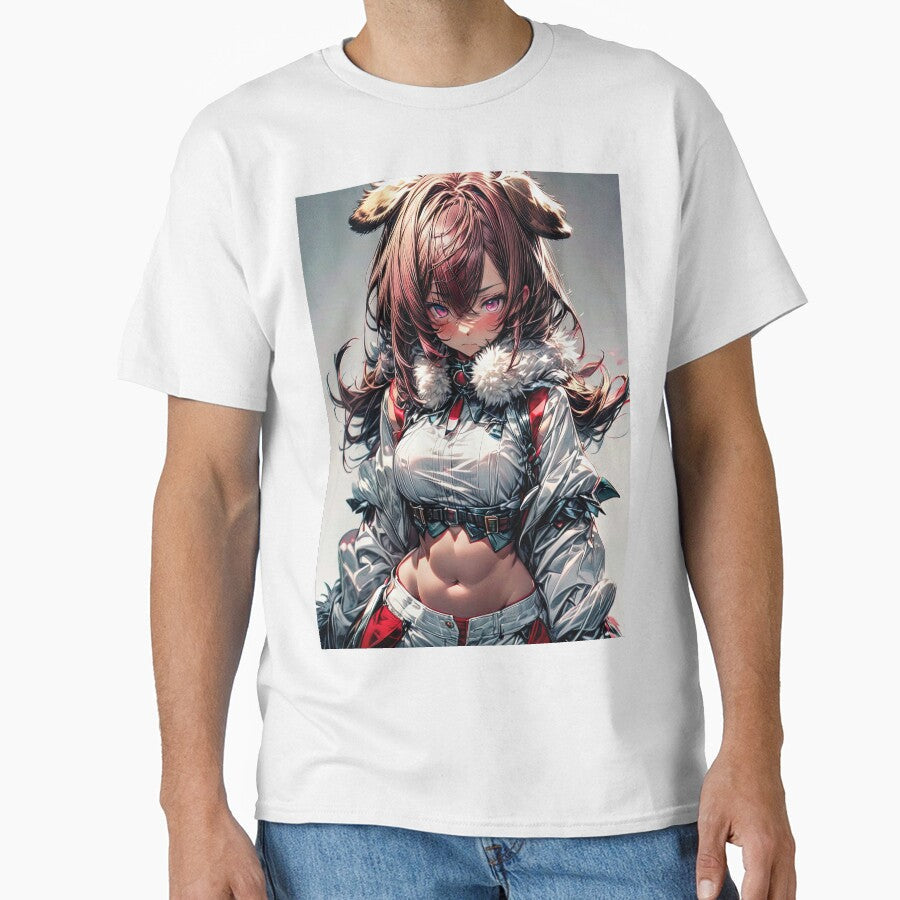 Anime snow girl fighter with bear ears portrait art by TheArtistOf2022 Unisex T-shirt, Sweatshirt, Hoodie, Long Sleeve Tee - T-Shirt, Sweatshirt, Hoodie