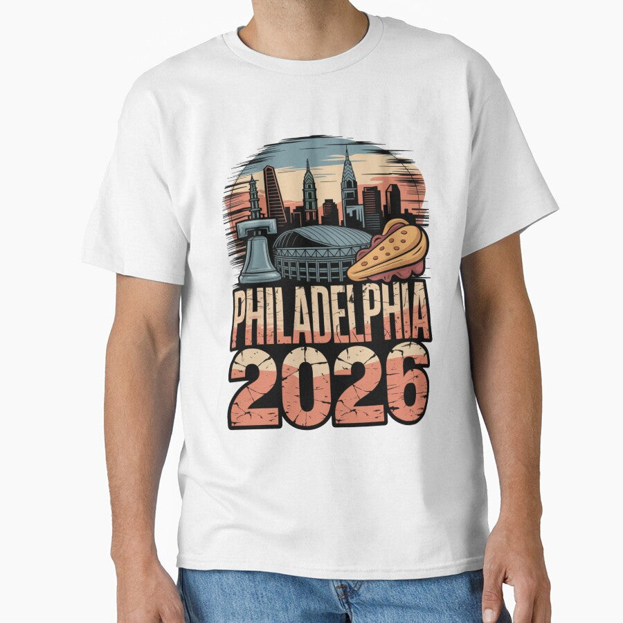 Philadelphia 2026 Liberty Bell Stadium Cheesesteak T-Shirt V7 by DarylWelsh2024 Unisex T-shirt, Sweatshirt, Hoodie, Long Sleeve Tee - T-Shirt, Sweatshirt, Hoodie