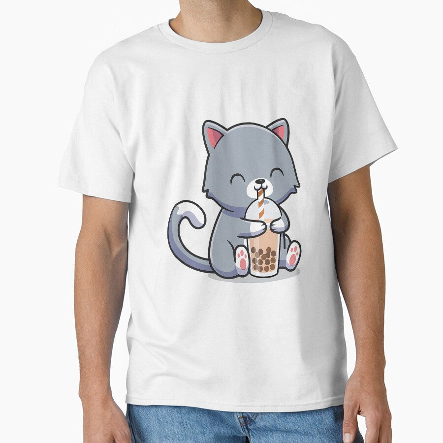 Cat Boba Tea Funny Kitten Feline by reyeskhan79 Unisex T-shirt, Sweatshirt, Hoodie, Long Sleeve Tee - T-Shirt, Sweatshirt, Hoodie