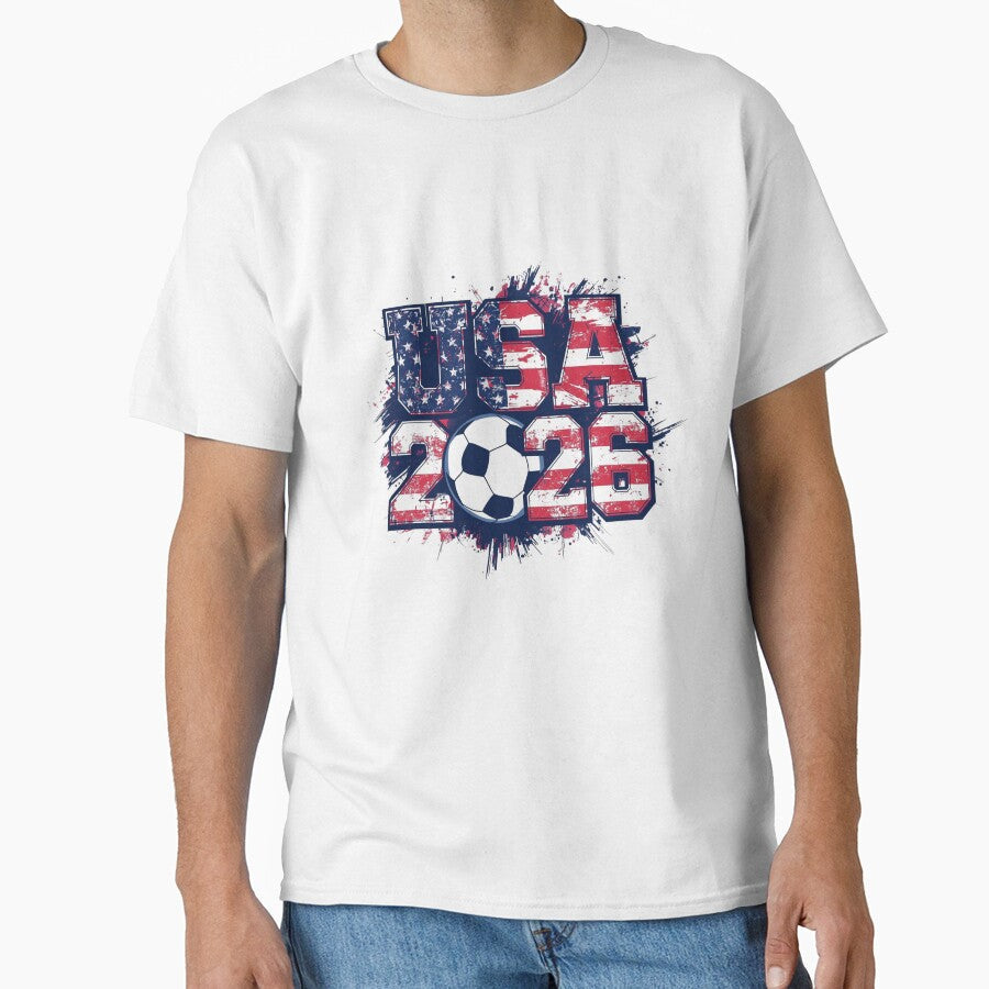 USA 2026 Soccer Bold Vintage Retro Font by PACS0011 Unisex T-shirt, Sweatshirt, Hoodie, Long Sleeve Tee - T-Shirt, Sweatshirt, Hoodie