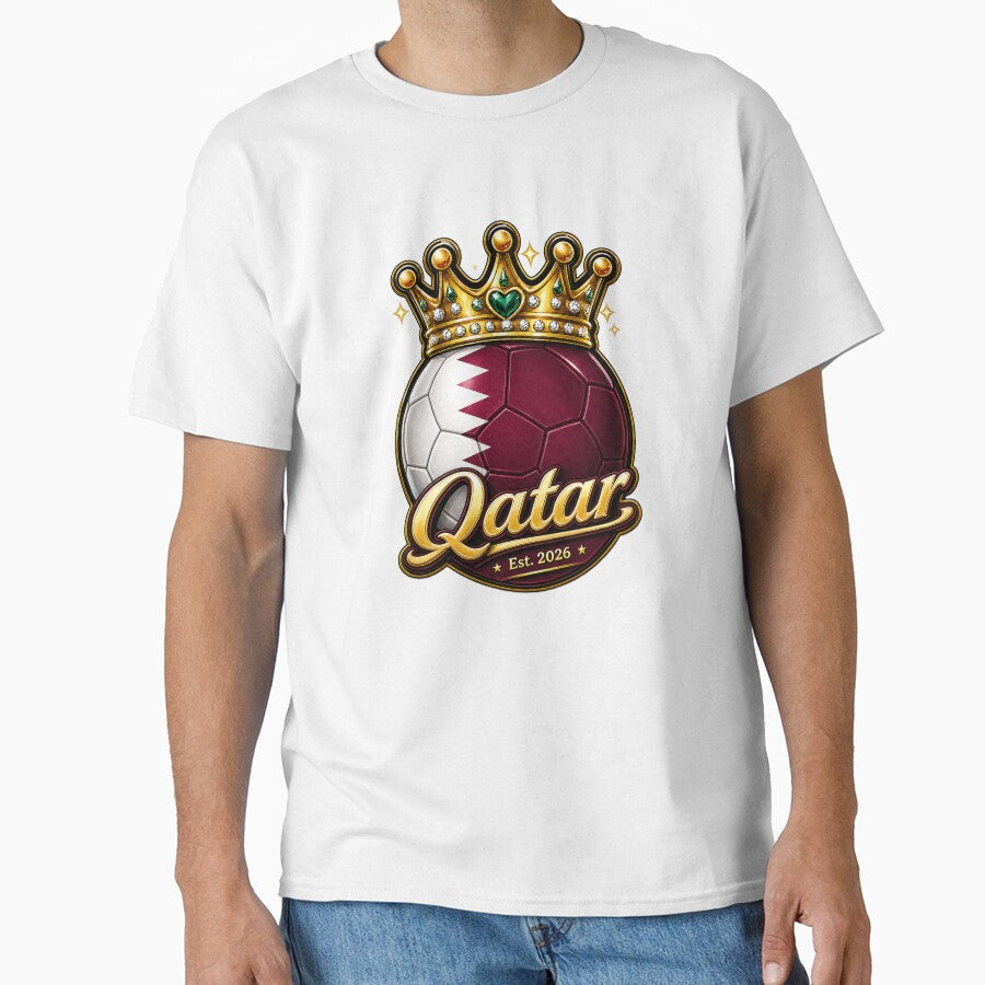 Qatar flag Crowned Soccer Ball by QuiteOrbit Unisex T-shirt, Sweatshirt, Hoodie, Long Sleeve Tee - T-Shirt, Sweatshirt, Hoodie