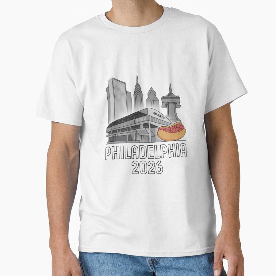 Philadelphia 2026 Liberty Bell Stadium Cheesesteak T-Shirt V2 by DarylWelsh2024 Unisex T-shirt, Sweatshirt, Hoodie, Long Sleeve Tee - T-Shirt, Sweatshirt, Hoodie