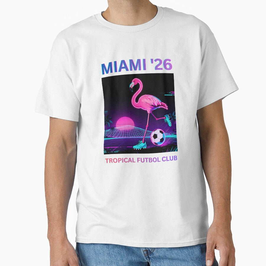 Miami 26 Retro Neon Soccer Vibe by PasinduBhanuka Unisex T-shirt, Sweatshirt, Hoodie, Long Sleeve Tee - T-Shirt, Sweatshirt, Hoodie