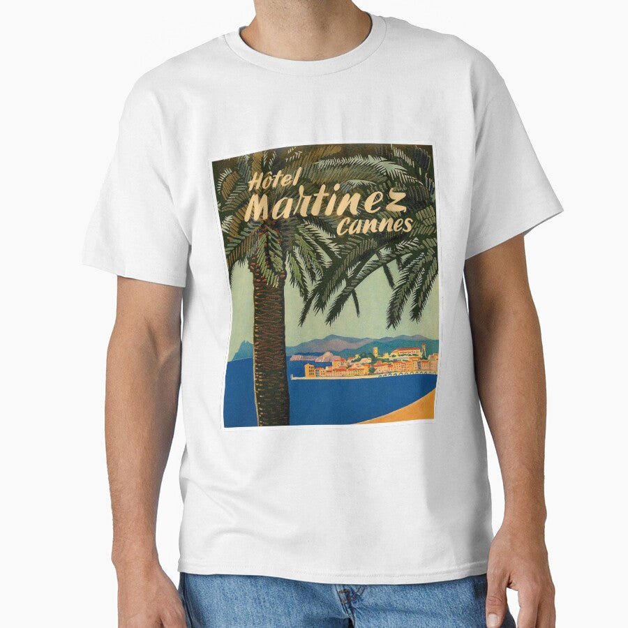 Hotel Martinez, Cannes, France Vintage Travel Poster by vintagevivian Unisex T-shirt, Sweatshirt, Hoodie, Long Sleeve Tee - T-Shirt, Sweatshirt, Hoodie