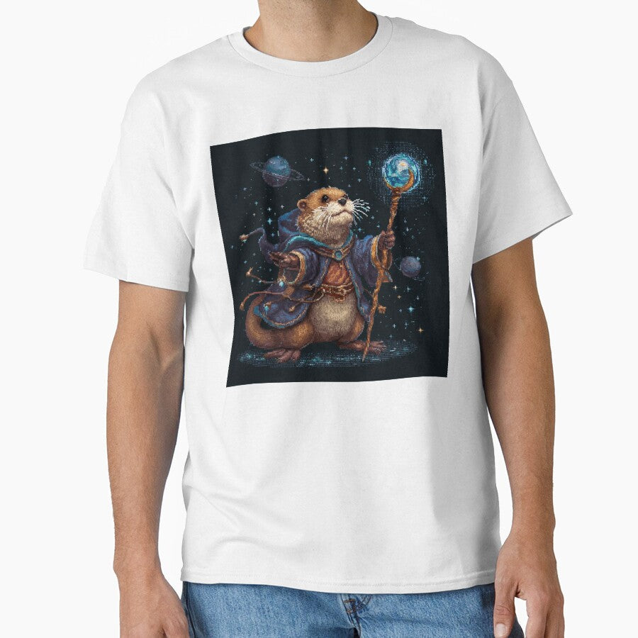Otter Wizard Pixel Art by Kaos-Bit Unisex T-shirt, Sweatshirt, Hoodie, Long Sleeve Tee - T-Shirt, Sweatshirt, Hoodie