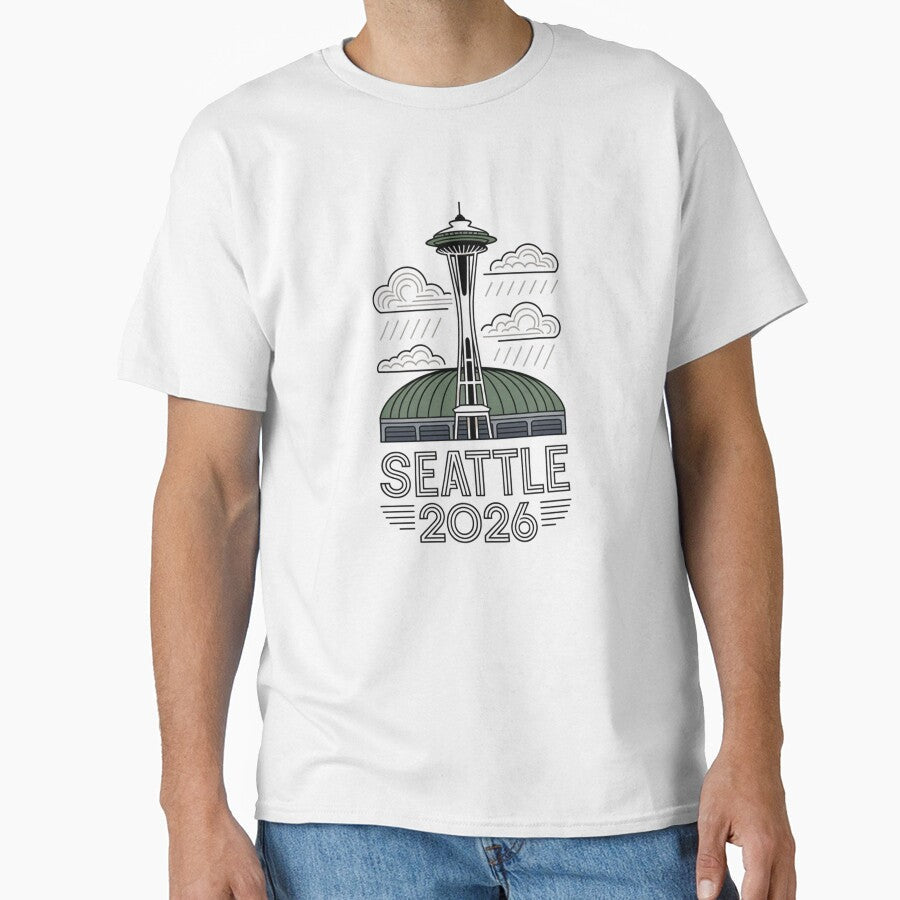Seattle 2026  Space Needle Stadium Skyline T-Shirt V18 by DarylWelsh2024 Unisex T-shirt, Sweatshirt, Hoodie, Long Sleeve Tee - T-Shirt, Sweatshirt, Hoodie