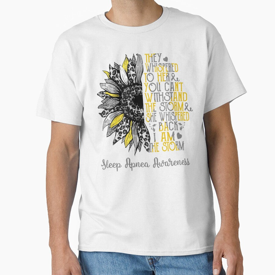 I Am The Storm Sunflower Leopard Sleep Apnea Awareness by rechardtee Unisex T-shirt, Sweatshirt, Hoodie, Long Sleeve Tee - T-Shirt, Sweatshirt, Hoodie