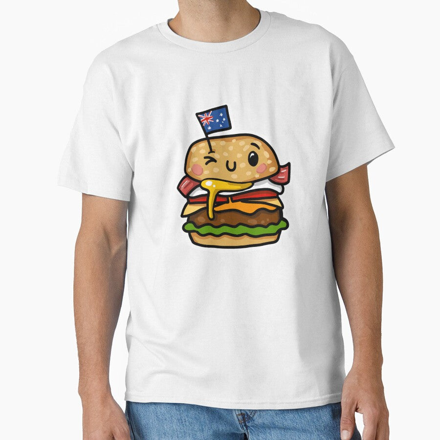 Aussie burger egg and bacon Australia cute food by sianelliot Unisex T-shirt, Sweatshirt, Hoodie, Long Sleeve Tee - T-Shirt, Sweatshirt, Hoodie